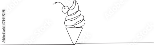 Swirl ice cream cone with cherry vector