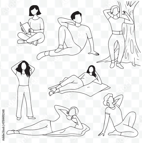 People Relaxing in Different Poses