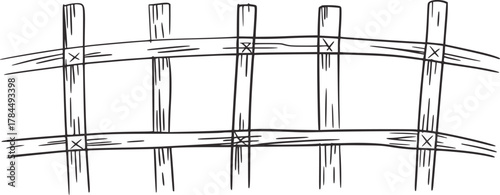 Wooden fence structure posts rails