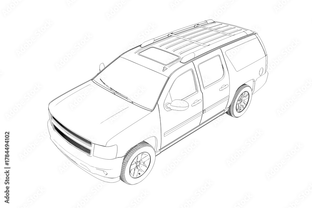 Fototapeta premium car outline drawing, sketch, contour image 