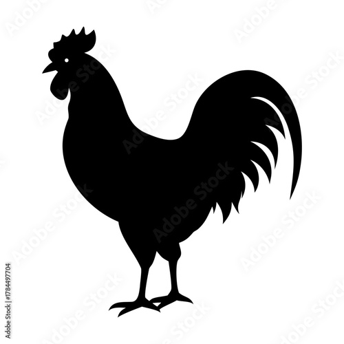 Rooster Silhouette Vector Icon. Farm Animal Logo Design Isolated on White Background.