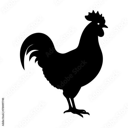 Rooster Silhouette Vector Icon. Farm Animal Logo Design Isolated on White Background.