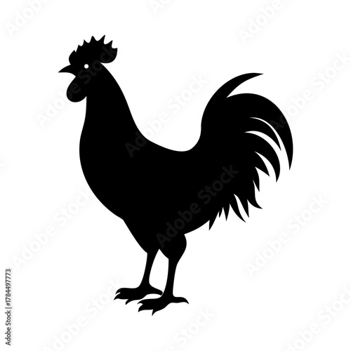 Rooster Silhouette Vector Icon. Farm Animal Logo Design Isolated on White Background.