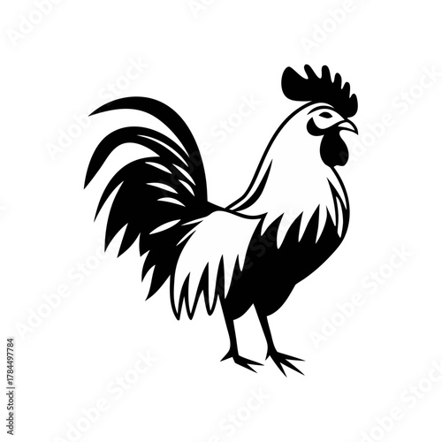 Rooster Silhouette Vector Icon. Farm Animal Logo Design Isolated on White Background.