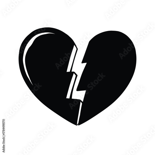 Black Broken Heart Icon tattoo design illustration