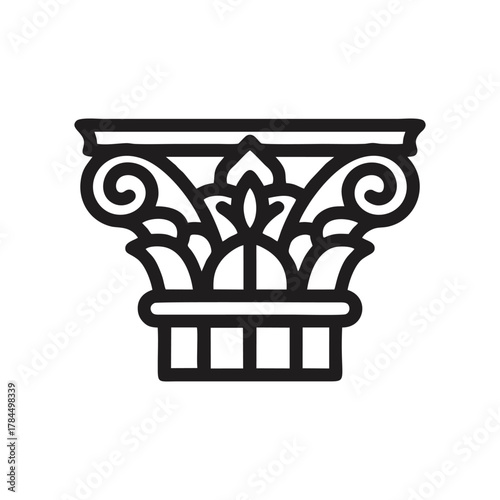 Simple Corinthian Column Capital Icon - Ancient Architecture Clipart