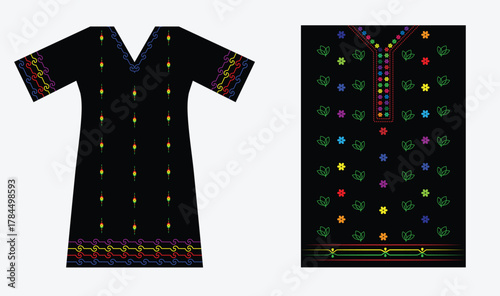 Colorful Tribal Hand Embroidery Dress Design