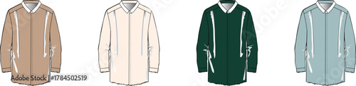 Collection of Business Shirt Vectors in Beige, Off White, Green, and Blue Hues