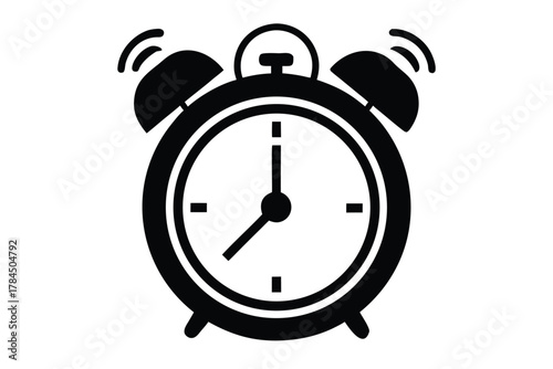 alarm clock ringing vector icon silhouette