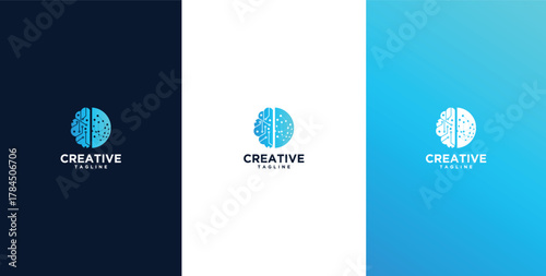 Illustration of a wired brain. Concept illustration of an electronic chip shaped like a human brain in an electronic virtual world.