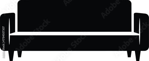 Modern black silhouette of a two seater sofa