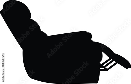 Silhouette of a recliner chair in a relaxed position