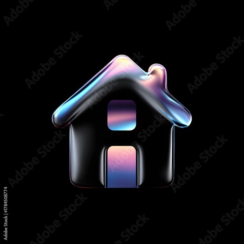 Dream Home: A beautifully rendered, shimmering house icon against a stark background, embodying the concept of dream homes, real estate, and the aspiration for a place to call home.
