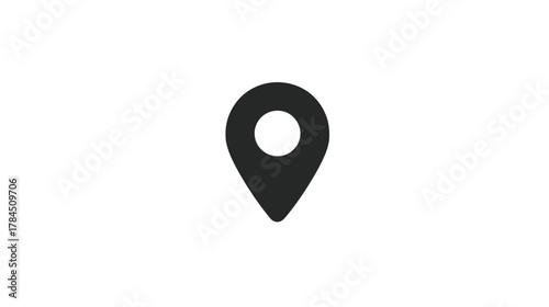 Minimalist black location pin icon for map navigation, GPS, address, and place indication on a clean white background