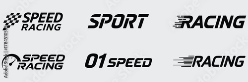 Racing stripes geometric lines vector design for car hood stickers featuring dynamic arrows, speed lines, start and finish flags, perfect for motorsport events and automotive graphics