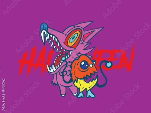 cute monster kaiju for kids background for halloween