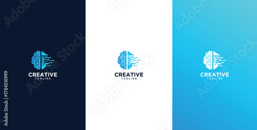 Illustration of a wired brain. Concept illustration of an electronic chip shaped like a human brain in an electronic virtual world.