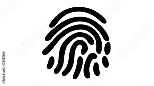 Black Fingerprint Icon for Digital Security, Biometric Identification, Access Control, ID, Privacy, Identity, and Technology