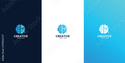 Illustration of a wired brain. Concept illustration of an electronic chip shaped like a human brain in an electronic virtual world.