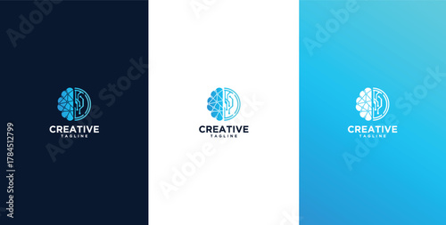 Illustration of a wired brain. Concept illustration of an electronic chip shaped like a human brain in an electronic virtual world.