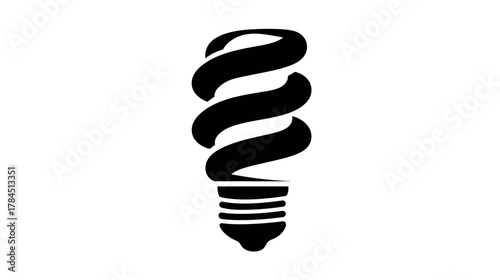 Energy-saving compact fluorescent light bulb icon. Eco-friendly lighting solution silhouette for electricity, power, and efficiency concepts.