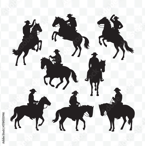Silhouette Cowboys Riding Horses