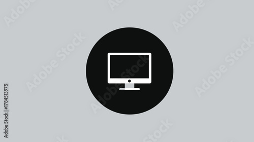 Minimalist computer monitor screen icon, perfect for technology, digital display, website, electronic devices, UI/UX, internet, and web design concepts.