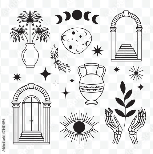 Mystical Outlines Aesthetic Elements