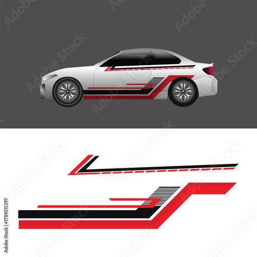 Modern Abstract Geometric Line Racing Car Wrap Decal Sticker Graphics Template