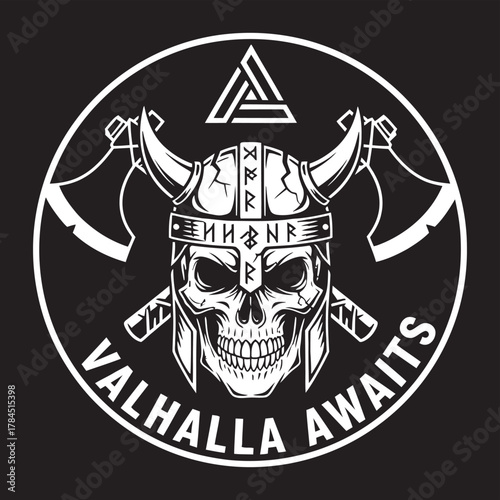 Valhalla Awaits — Horned Skull