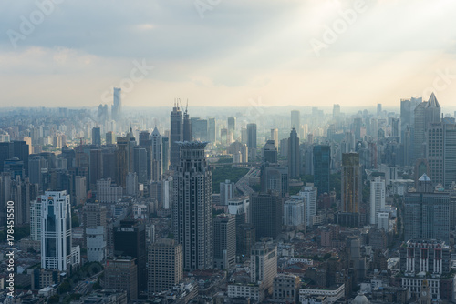 Photography Aerial View of Shanghai Cityscape