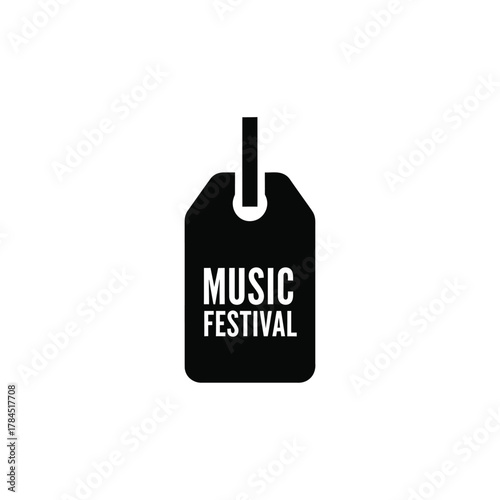 Music Festival Tag Icon Black and White Minimalist Design.