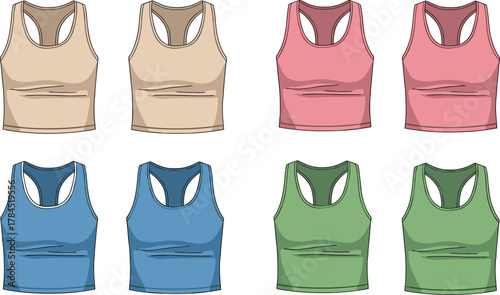 Sleeveless athletic tops, racerback tank design, colorful sportswear, gym fashion, workout apparel, activewear collection, fitness clothing, breathable fabric, unisex style, vibrant color options