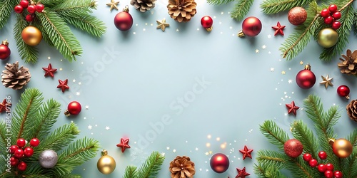 Christmas tree with many ornaments and pine cones. Graphic, photo, vector, images, illustration, art, design, clipart, abstract, digital, tshirt, pattern, mockup, stock