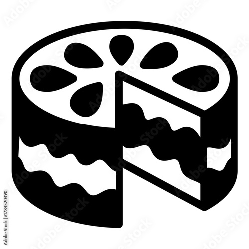 Napoleon cake solid icon, desert sweets concept. Vector graphics. Sliced puff pastry, delicious cake sign on white background, style icon mobile or web design.