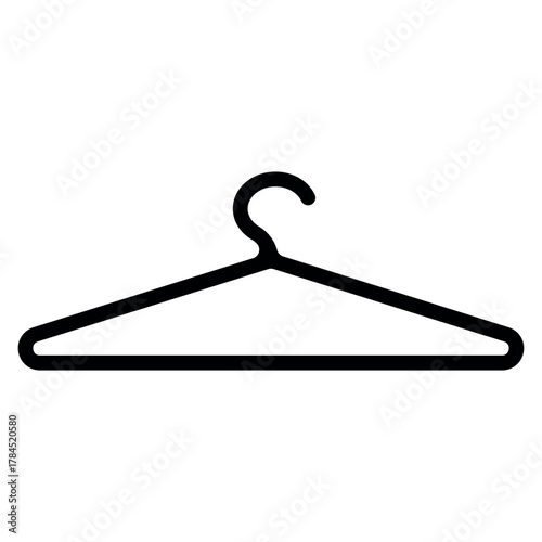 Black clothes hanger icon fashion, laundry, retail, and home organization