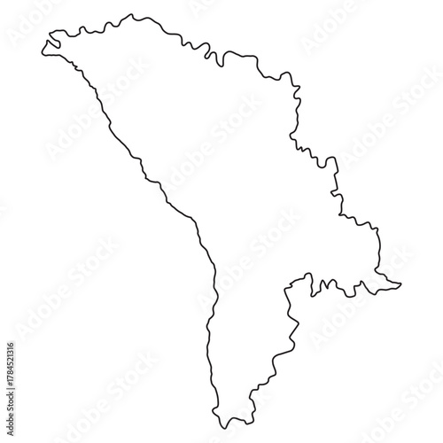 Moldova country outline map black border minimal geographic shape vector