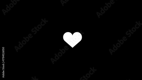Minimalist White Heart Icon on Black Background Representing Love, Affection, Romance, Passion, Care, and Emotion