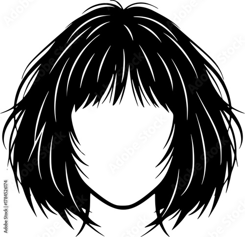 Messy Hair Woman Silhouette Icon