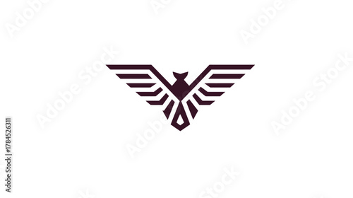 Modern minimalist geometric bird icon flying with spread wings on white background. Abstract logo concept, vector symbol.