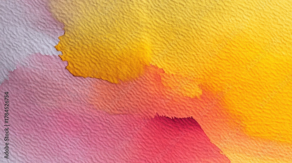Naklejka premium Vibrant and Colorful Abstract Watercolor Background with Soft Blending of Yellow, Pink, and Orange Hues for Artistic and Creative Use