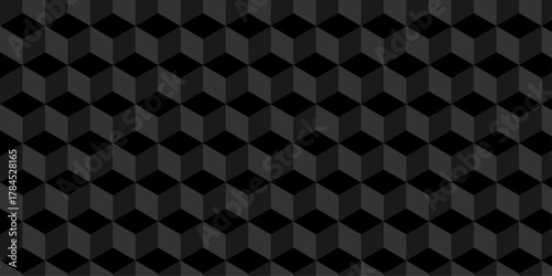 Cubic pattern and seamless cube grid hexagon technology background. Geometric pattern illustration mosaic, square and triangle wallpaper.	