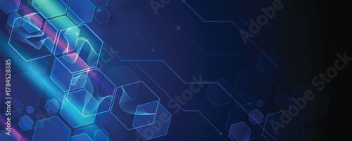 Circular network of microchips and synaptic connections abstract background