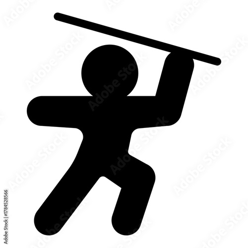 Sportsman with pike solid icon, throwing sports concept. Vector graphics. Athlete man prepare to throw pike, sport sign on white background, style icon mobile or web design.