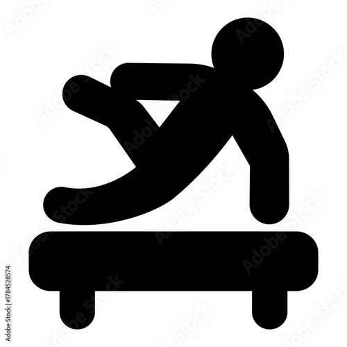 Athlete man in pole vaulting solid icon, physical education concept. Vector graphics. Sportsman, sport sign on white background, style icon mobile or web design.