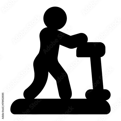 Athlete man on treadmill solid icon, summer sports concept. Vector graphics. Runner, sport sign on white background, style icon mobile or web design.