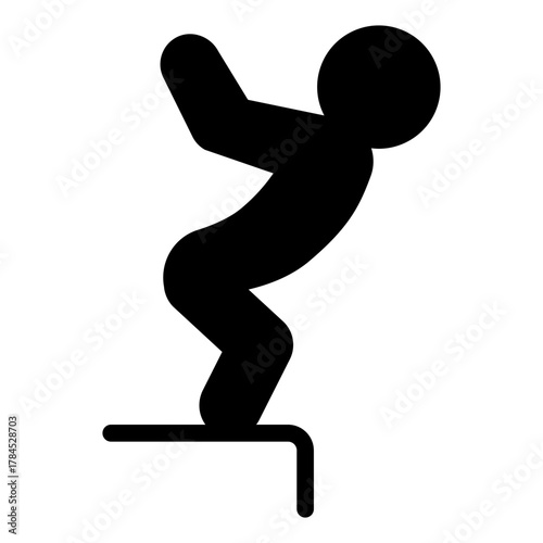 Athlete man on the pier solid icon, summer sports concept. Vector graphics. Diver prepare to jump, diving sign on white background, style icon mobile or web design