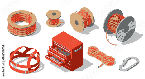 Ropes, Harnesses, and Tools Equipment Collection Illustration