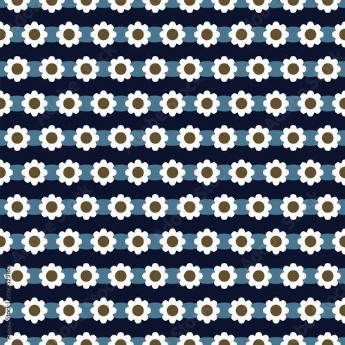 Simple geometric pattern abstract line shapes motif classic blue minimal background. Small circles, floral elements modern fabric design textile swatch ladies dress, man's shirt allover print block.