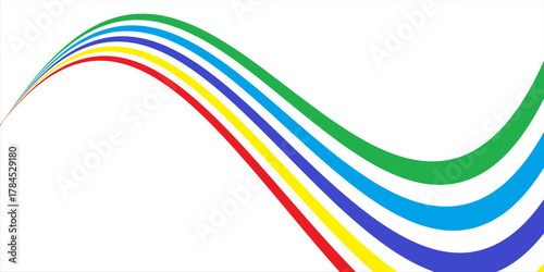 Lines with Color Gradient. Abstract Vector 3D Shapes. Wave Design Elements for Backgrounds, Patterns, Posters and Banners. Wavy Rainbow Ribbons. Spiral Geometric Graphics